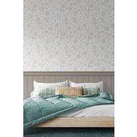 Hoopla Walls Tongue & Groove Floral Toile- Mink 10m Wallpaper in Grey