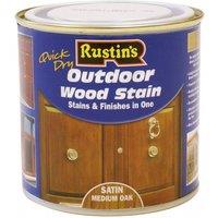 Rustins Quick Dry Exterior Woodstain Satin Medium Oak 250ml in Brown