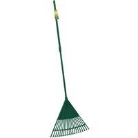 JVL Outdoor Garden Lawn Leaf Rake with Telescopic Handle - Green | Size: Medium