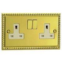 Varilight XG5DW 13A Switched Socket White 2-Gang in Yellow