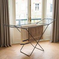 OHS 18M Foldable Clothes Airer Stainless Steel Horse Winged Organiser in Black