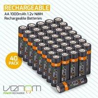 Venom Rechargeable AA Batteries (1000mAh) - 40 Pack in Black