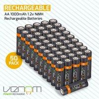 Venom Rechargeable AA Batteries (1000mAh) - 50 Pack in Black