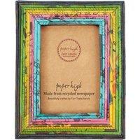 Paper High Reclaimed Newspaper Photo Frame in Navy | Size: Medium