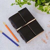 Paper High Distressed Leather 3-String Journal in Black