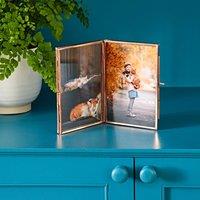 Paper High Recycled Glass Folded Double Photo Frame in Copper | Size: Large