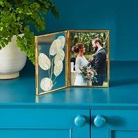Paper High Recycled Glass Folded Double Photo Frame in Gold | Size: Large