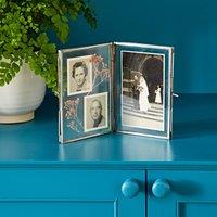 Paper High Recycled Glass Folded Double Photo Frame in Silver | Size: Large