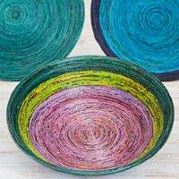 Paper High Round Recycled Newspaper Bowl in Dark Green | Size: XL