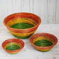 Paper High Round Recycled Newspaper Bowl in Orange | Size: Large