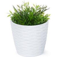 LIVIVO 18cm Plastic Plant Pot White Wave Design