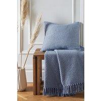 Drift Home 'Hayden' Filled 100% Cotton Basket Weave Cushion in Blue | Size: 43 cm x 43 cm