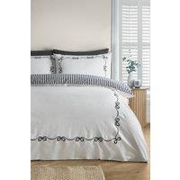 Catherine Lansfield Christmas Bow Embroidery Duvet Cover Set in Black | Size: Single
