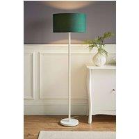 ValueLights Charlie White Metal Single Stem Floor Lamp with Fabric Drum Lamp Shade in Bottle Green