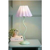 ValueLights Wiggle Lilac Pleated Scallop Lamp Shade Moss Green Metal Table Lamp