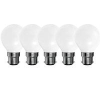 Harper Living 5 Watts B22 BC Bayonet LED Light Bulb Opal Golf Ball Warm White Dimmable, Pack of 5