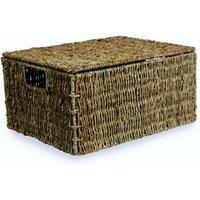 Red Hamper Extra Large Seagrass Storage Basket in Brown