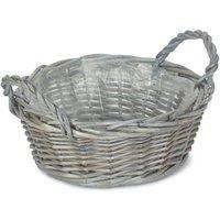 Red Hamper Small Round Antique Wash Display Tray in Grey