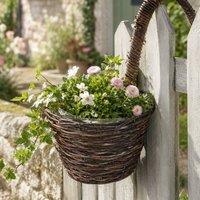 Voltico Small Over Fence Hanging Basket Planter in Dark Brown