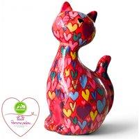 Animal Crackers Pomme Pidou 'Beau' the Cat With Love Hearts Pattern Ceramic Figurine
