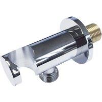 Nes Home Round Chrome Wall Outlet Elbow Hose Connector with Shower Handset Holder in Silver