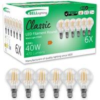 BELL Lighting E14 LED Filament Golf Ball Bulb Non-Dimmable Warm White 470lm 4.5W | Size: Pack of 3