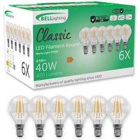 BELL Lighting E14 LED Filament Golf Ball Bulb Dimmable Warm White 470lm 4.5W | Size: Pack of 6