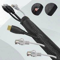 FLAVORA Black-120CM Nylon Zipper Cable Sleeve in Black | Size: 10000mm x 520mm