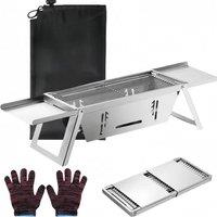 FLAVORA Folding BBQ Charcoal Barbecue Grill Steel Stainless Garden in Silver | Size: 0.6m2