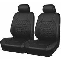FLAVORA Car Seat Covers Front Chair Headrest PU Leather in Black | Size: 100.8 cm - 108.8 cm