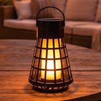 SPETLEK Solar 3-in-1 Dancing Flame Amber LED Hanging Table in Black