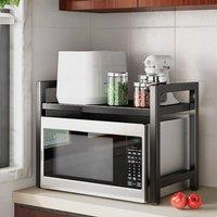 SPETLEK 2 Tier Microwave Oven Shelf Rack Stand Storage Organizer in Black | Size: 0.6m2