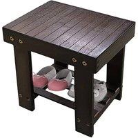 FLAVORA Bamboo Step Stool Wooden Sturdy Chair Non-Slip in Brown
