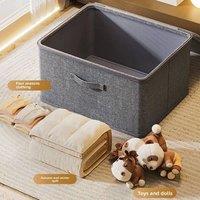 FLAVORA S (30x20x14) Canvas Storage Boxes Foldable in Grey | Size: 500mm