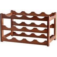 FLAVORA 12 Bottle Bamboo Wine Rack 3 Tier in Brown | Size: 500mm