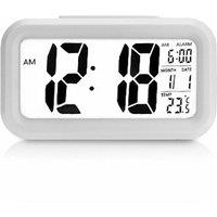 FLAVORA LED Digital Desk Clock with Temperature Alarm in White | Size: 0.6m2