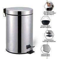 EONLION Silver Bin 3L Stainless Steel Pedal Bin | Size: 100 cm
