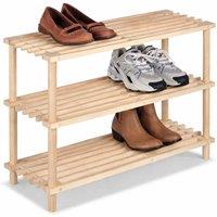 FLAVORA 3 Tier Wooden Shoe Storage Rack in Natural | Size: 500mm