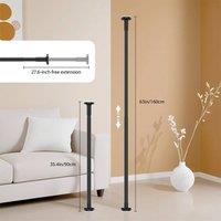 FLAVORA 90cm - 160cm Adjustable Telescopic Steel Hanging Rod in Black | Size: 0.6m2