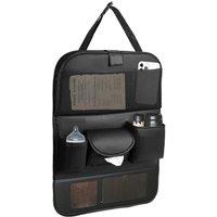 FLAVORA Car Organiser Bag Multi Pocket Black PU Leather