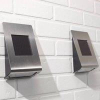 SPETLEK Super Bright Solar Powered Door Fence Wall Lights in Silver