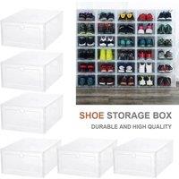 SPETLEK 6PCS/SET Stackable Foldable Boxes Trainers Organiser in Clear | Size: Large
