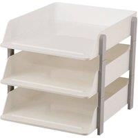 EONLION 3 Tier Stackable Desk A4 Plastic Letter Tray in White | Size: 500mm