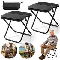 NESTLUNE 2PCS Folding Camping Stool Portable Chair in Black