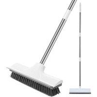 NESTLUNE Floor Scrubbing Brush with Long Handle Heavy Duty in White | Size: 100 cm x 15 cm