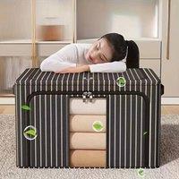 NESTLUNE 2Pcs 100L Storage Box for Clothes Folding Wardrobe in Black | Size: Medium