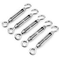 NESTLUNE 5x Stainless Steel Turnbuckle Wire Tensioner Strainer Hook in Silver | Size: 10000mm x 520mm