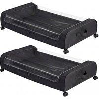 Levede Under Bed Storage Boxes with Lids, 46L x2, Rolling, Oxford in Black