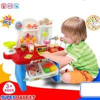 Lovii 34PCS Kids Supermarket Play Set with Cash Register Toy