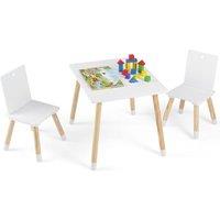 CASART Kids Table & 2 Chairs Set for Toddlers Playing Learning in White